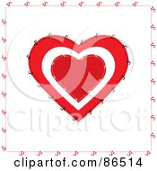 Poster, Art Print Of Stitched Red And White Heart Over White
