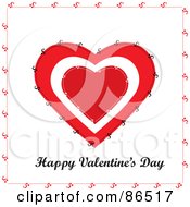 Poster, Art Print Of Happy Valentines Day Greeting Under A Stitched Heart On White