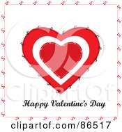 Royalty Free RF Clipart Illustration Of A Happy Valentines Day Greeting Under A Stitched Heart On White by Pams Clipart