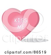 Poster, Art Print Of Pink Candy Heart With A Kiss Me Message