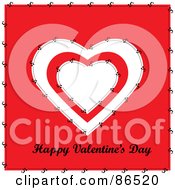 Royalty Free RF Clipart Illustration Of A Happy Valentines Day Greeting Under A Stitched Heart On Red