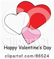 Poster, Art Print Of Happy Valentines Day Greeting Under White Red And Pink Hearts