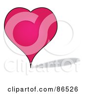 Poster, Art Print Of Black Outlined Pink Love Heart With A Shadow