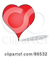 Poster, Art Print Of Black Outlined Red Love Heart With A Shadow