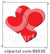 Poster, Art Print Of Three Red Sewn Valentine Hearts Over White