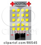 Poster, Art Print Of Tall Gray Hospital With Yellow Windows