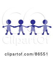 Royalty Free RF Clipart Illustration Of A Line Of Blue Paper Doll Boys Holding Hands by Pams Clipart