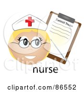 Royalty Free RF Clipart Illustration Of The Word Nurse Under A Blond Woman With A Clipboard