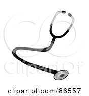 Royalty Free RF Clipart Illustration Of A Traditional Black And Chrome Medical Or Veterinary Stethoscope