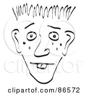 Royalty Free RF Clipart Illustration Of A Sketched Face With Freckles Or Pimples