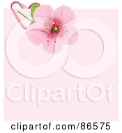 Royalty Free RF Clipart Illustration Of A Cherry Blossom Paperclipped To A Pink Memo by Pushkin