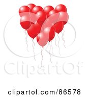 Poster, Art Print Of Group Of Red Party Balloons Forming A Heart