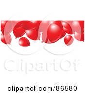 Royalty Free RF Clipart Illustration Of A Group Of Red Balloons Floating To The Ceiling