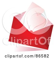 Royalty Free RF Clipart Illustration Of A Hand Drawn Heart In A Red Envelope