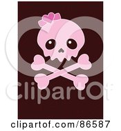 Pink Girly Skull And Crossbones Over Brown