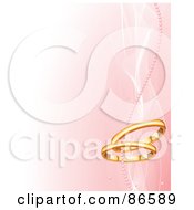Poster, Art Print Of Pink Bridal Background With White Mesh Waves And Golden Wedding Rings
