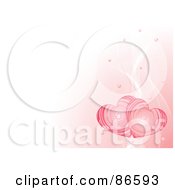 Poster, Art Print Of Pink Background With Two Big Pink Hearts And White Mesh Waves