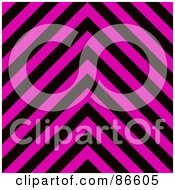 Poster, Art Print Of Pink And Black Zig Zag Hazard Stripes Background