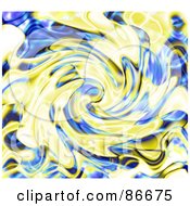 Royalty Free RF Clipart Illustration Of A Swirling Blue Ad Yellow Ripple Background by Arena Creative