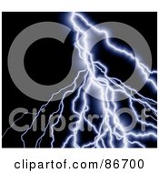Royalty Free RF Clipart Illustration Of A Strike Of Lightning Over Black