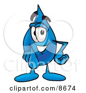 Water Drop Mascot Cartoon Character Pointing At The Viewer