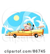 Blond Dude Smoking A Cigar And Driving A Convertible In The Tropics