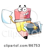 Poster, Art Print Of Pencil Guy Holding Up A Sheet Of Paper