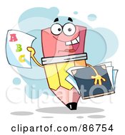 Royalty Free RF Clipart Illustration Of A Pencil Guy Holding An ABC Report Card