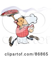 Running Pizza Chef Carrying A Hot Pie