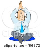 Royalty Free RF Clipart Illustration Of A Meditating Businessman Sitting On The Floor In A Yoga Pose