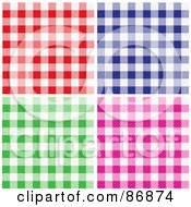 Digital Collage Of Red Blue Green And Pink Checkered Table Cloth Background Patterns