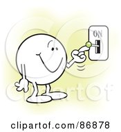 Royalty Free RF Clipart Illustration Of A Moodie Character Smiling And Flipping A Switch On by Johnny Sajem #COLLC86878-0090