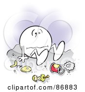 Royalty-Free (RF) Clipart Illustration of a Moodie Character Sitting Down In The Dumps by Johnny Sajem #COLLC86883-0090