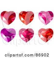 Digital Collage Of Red Purple And Pink Diamond Hearts