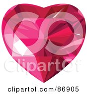 Poster, Art Print Of Garnet Faceted Heart - Version 2