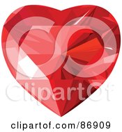 Royalty Free RF Clipart Illustration Of A Red Faced Diamond Heart Version 3