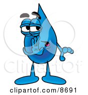Water Drop Mascot Cartoon Character Whispering And Gossiping