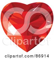 Royalty Free RF Clipart Illustration Of A Red Faced Diamond Heart Version 1