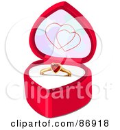 Poster, Art Print Of Ruby Heart Engagement Ring In A Pink Ring Box