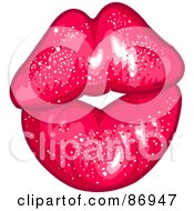 Royalty Free RF Clipart Illustration Of A Sparkly Pink Pair Of Puckered Lips by Pushkin