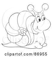 Royalty Free RF Clipart Illustration Of An Outlined Cute Snail