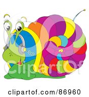 Poster, Art Print Of Colorful Snail Listening To Music Through Headphones