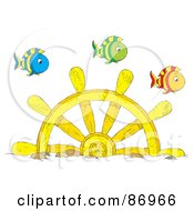 Poster, Art Print Of Marine Fish Swimming Over A Sunken Helm