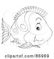 Poster, Art Print Of Cute Outlined Marine Fish - Version 1