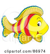 Poster, Art Print Of Cute Striped Yellow And Red Marine Fish