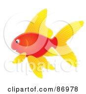 Royalty Free RF Clipart Illustration Of A Red Airbrushed Goldfish With Yellow Fins