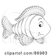 Poster, Art Print Of Cute Outlined Marine Fish - Version 2