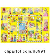 Poster, Art Print Of Yellow Cinderella Board Game Layout