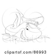 Royalty Free RF Clipart Illustration Of An Outlined Captain Shark
