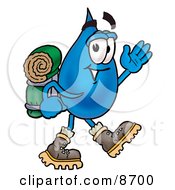 Water Drop Mascot Cartoon Character Hiking And Carrying A Backpack by Mascot Junction
